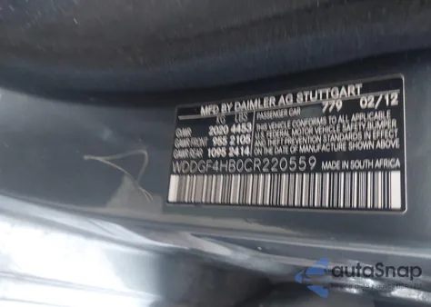 2012 Mercedes-Benz C 250 Sport from USA, damaged, VIN WDDGF4HB0CR220559